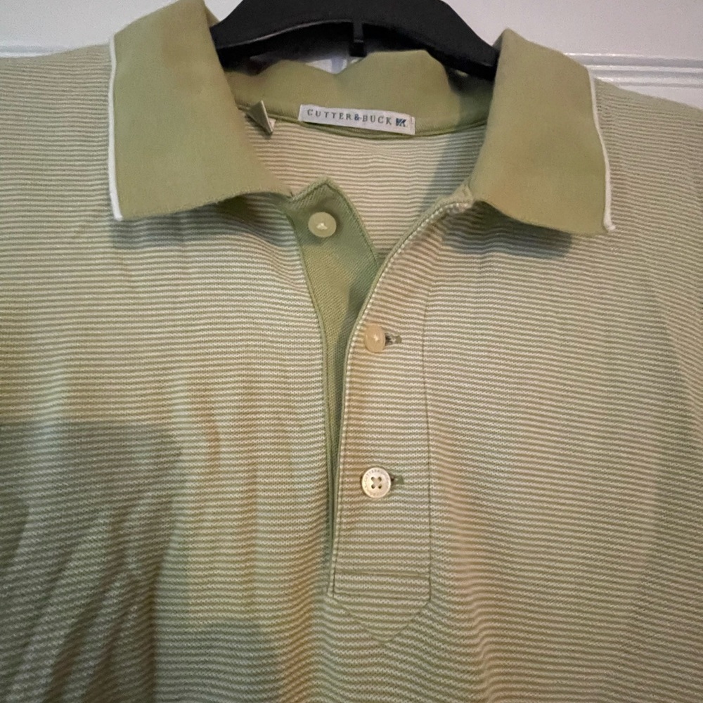 Cutter & Buck Green Polo Shirt Classic Design Lightweight